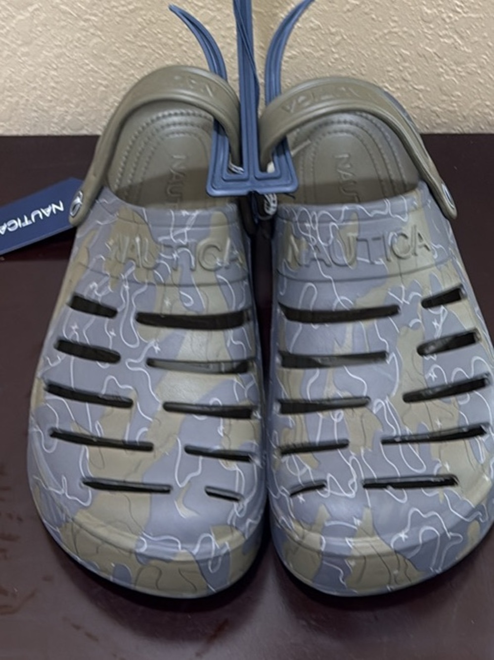 Nautica Mens Olive and Gray Camo Slip-On Sandals Clogs Shoes Croc style
